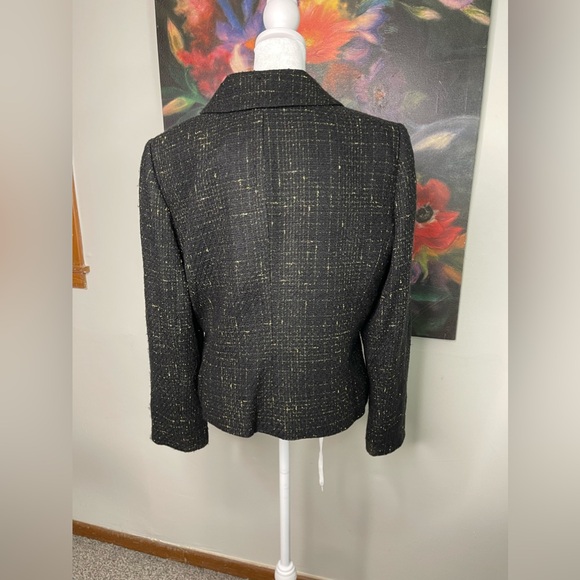 Tahari Arthur Levine Luxe Women’s Black tweed metallic Career office  blazer 12 - Picture 5 of 11